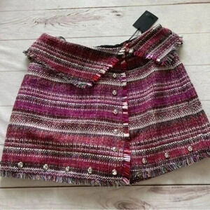 NWT NBD Revolve Tweed Mini Skirt Short Fringe Size M Cassiopeia New with Tags